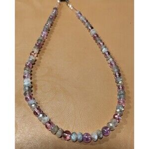 Labradorite Amethyst Necklace Beaded Artisan OOAK